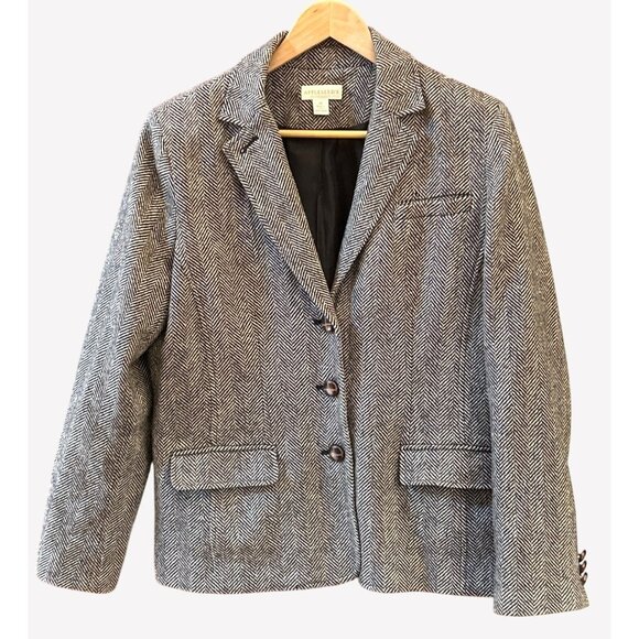 Appleseed’s Women’s Herringbone Wool Blazer Size 14 Academia Ivy League Preppy - Picture 1 of 8